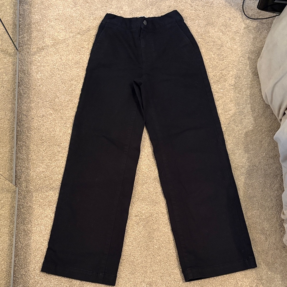 OAK + FORT Navy Twill Wide Leg Pants